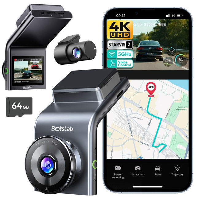 Botslab G300H Plus 4K Wifi GPS 2CH 64gb dashcam