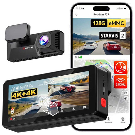 Redtiger F77 V1 4K Touch Wifi GPS 2CH 128gb dashcam