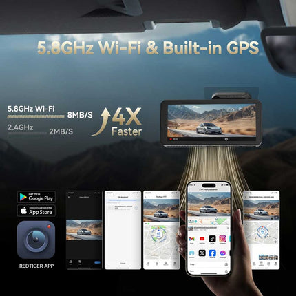 Redtiger F77 V2 4K Touch Wifi GPS 2CH 256gb dashcam