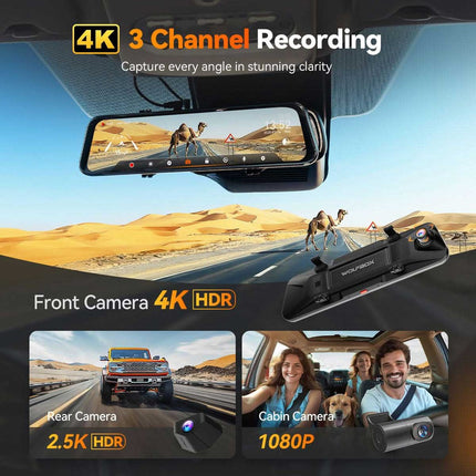 Wolfbox G900 Tripro cabin 3CH 4K Wifi GPS 256gb Mirror dashcam